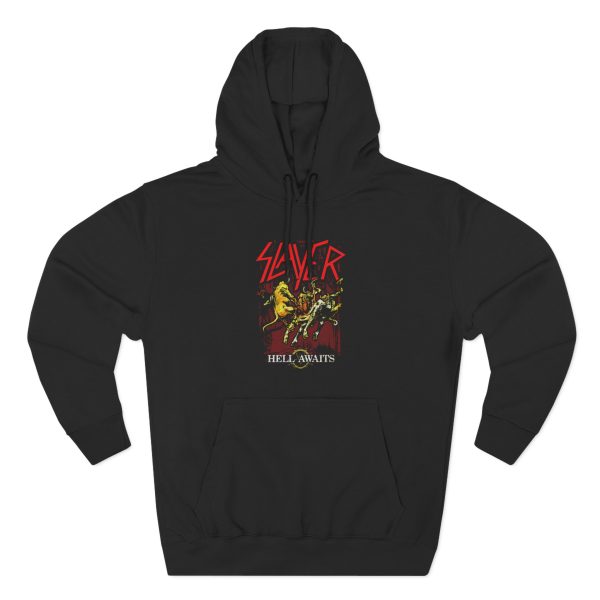 Slayr Torn Asunder Hell Awaits Tracklist Three-Panel Fleece Hoodie