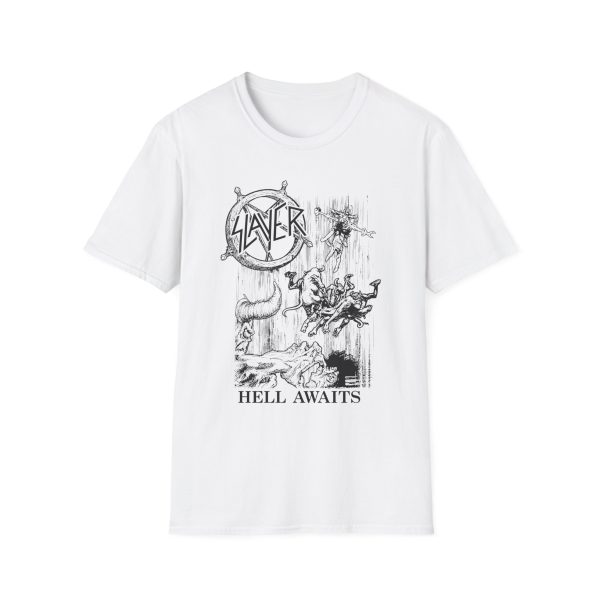Slayr Monochrome Hell Awaits Oil Unisex Softstyle T-Shirt