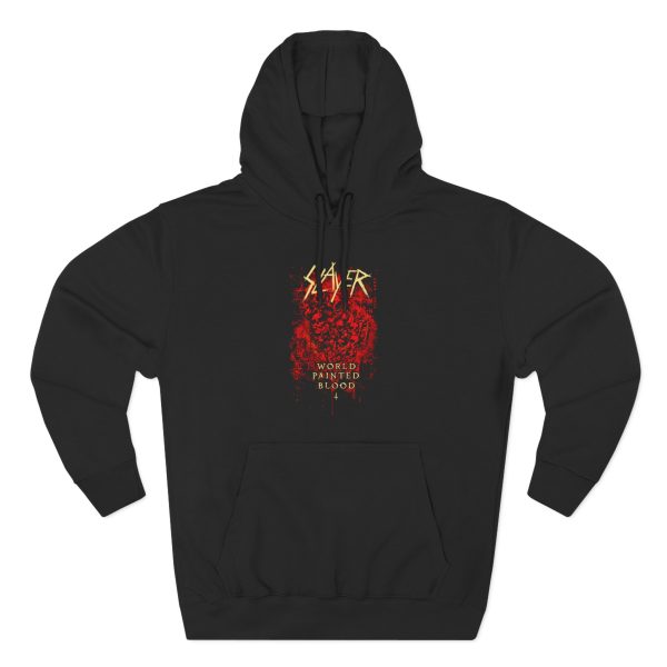 Slayr World Painted Blood Skulls Three-Panel Fleece Hoodie